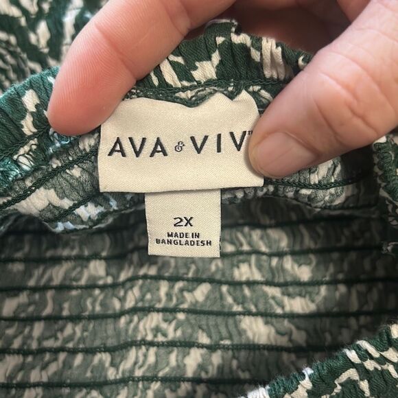 Green Zebra Print Smocked Square Neck Puff Sleeve Top - Picture 6 of 7